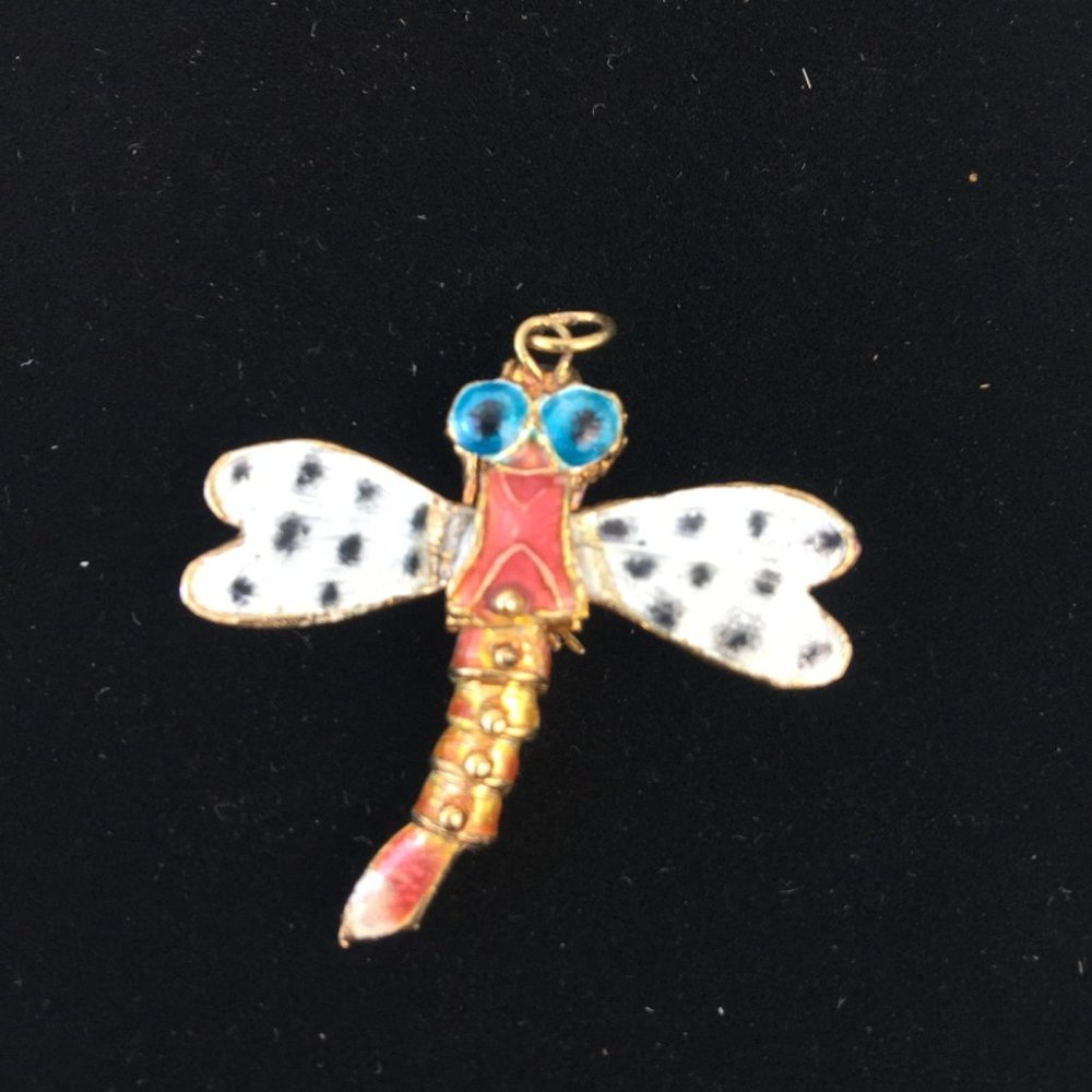 Enamel Dragonfly Pendant CHANGE Hinged Movable